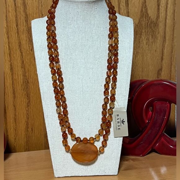 NWT Barse Genuine Stones Orange Carnelian Knotted Necklace #BJNK - Picture 1 of 12